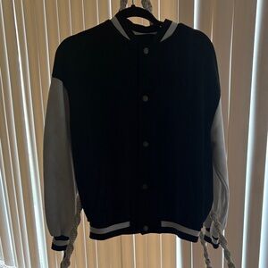 SHEIN Black and White Varsity Jacket